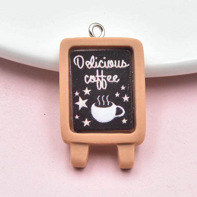 Cartoon Resin Coffee Cup  Panda Pendant Jewelry Accessories