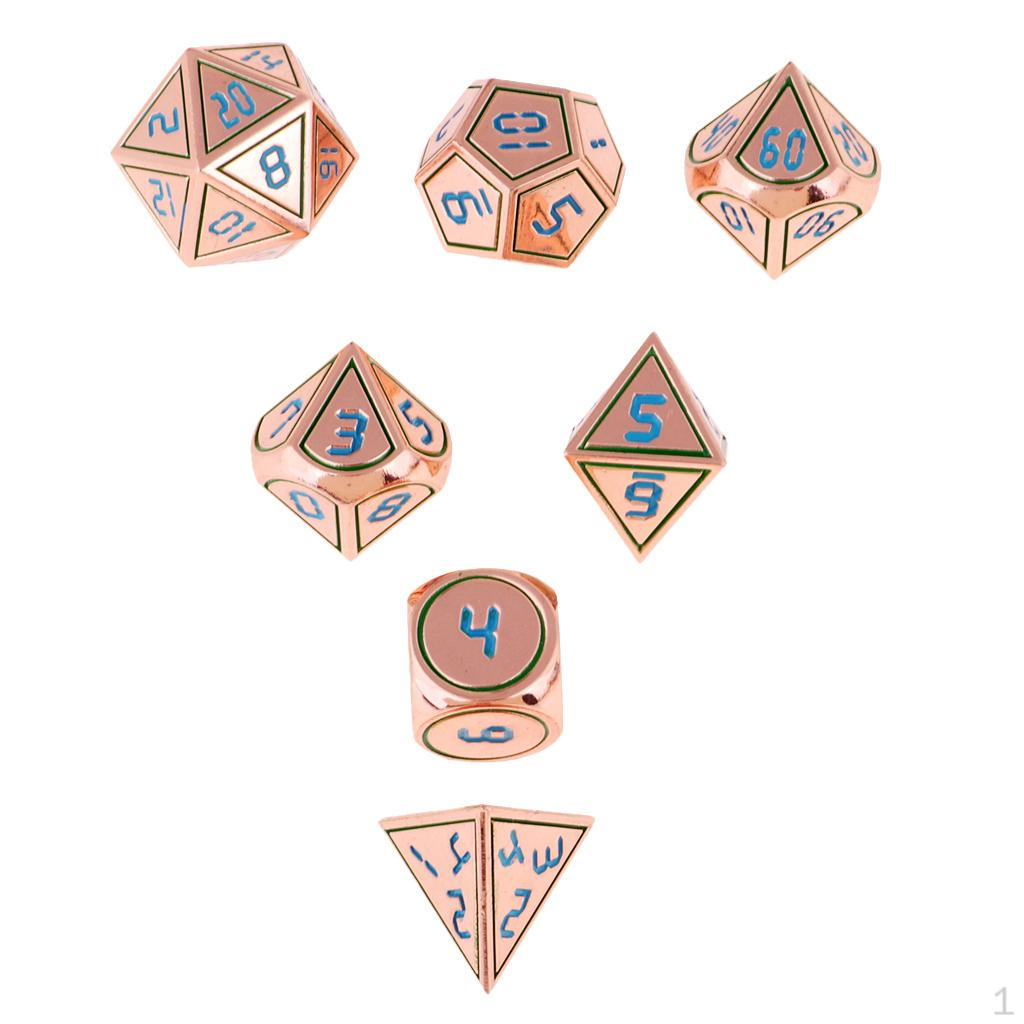 7 Pcs. Vintage D4 D20 Metal Cube For Board Game, Zinc Alloy
