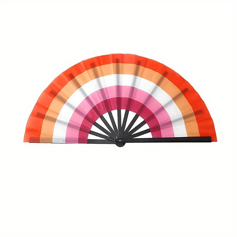 Vibrant Rainbow Folding Fan - Durable, Colorful Handheld Accessory for Pride Parties, Music Festivals & Raves