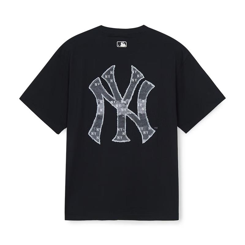 

Унисекс свободная футболка с коротким рукавом и задней этикеткой из искусственного денима MLB, весна 2026 XXL