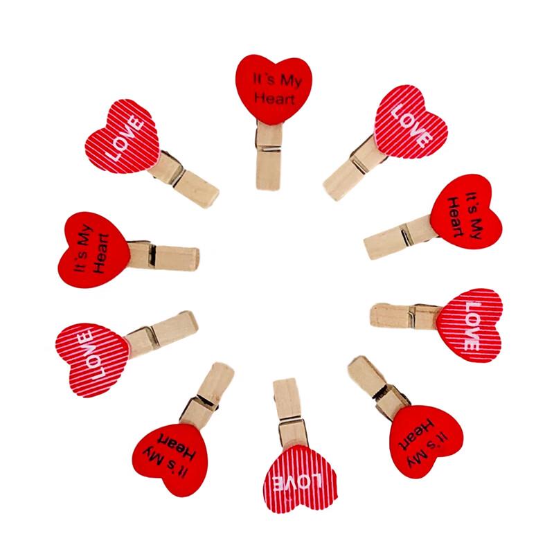 Fen Shang Decorative Cartoon Wooden Clip Set Heart