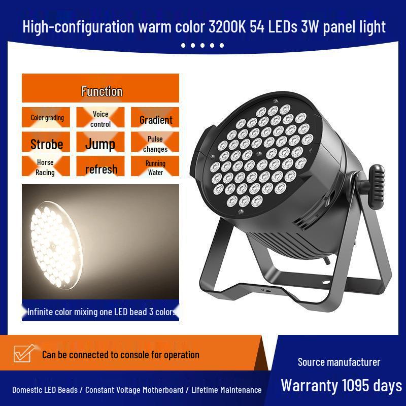 54-Piece 3W Full Color LED Stage Lights for Weddings and Events