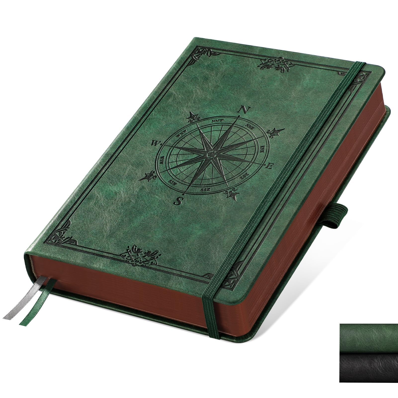 

AHGXG A5 Bullet Waterproof Leather Hardcover with Compass 320 100GSM 5mm Dot A5 Size x Perfect for Personal or as a Green Journal, Design, Pages, зелёный
