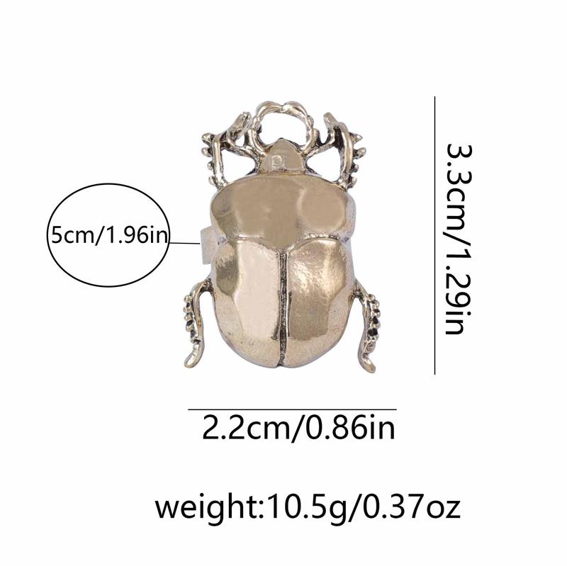 Vintage Opening Insect Ring for Men Women Exaggerated Big Animal Beetle Cicada Adjustable Finger Ring Punk Hip-hop Daily Jewelry