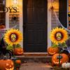 Day of The Dead Outdoor Decoration Solar Garden Stake Light, Gothic Skull And Sunflower Statue Lamp, Halloween Decor Waterproof LED Landscape