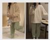 Women's Winter Plush Pajamas Set: Long-Sleeve, Solid Color, Thick Coral Fleece for Home or Outdoor Wear