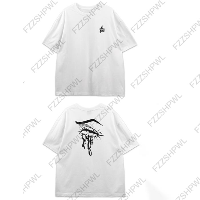 New Shortsleeved Tshirt with Harajuku Doublesided Pattern Print Summer Y2K Mens Pure Cotton Top Gothic Hiphop Street Wear