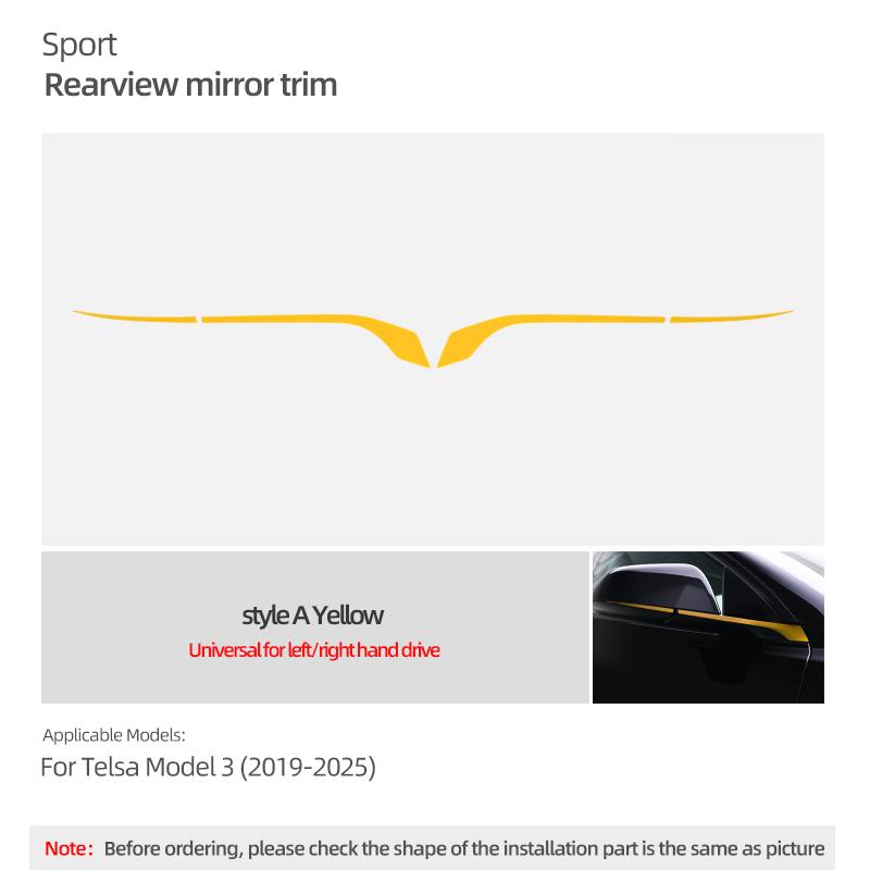 Für Tesla Model 3 Highland 2026 Model Y Juniper Auto Rückspiegel Zierleiste Farbwechsel Folie Dekorationsaufkleber Zubehör