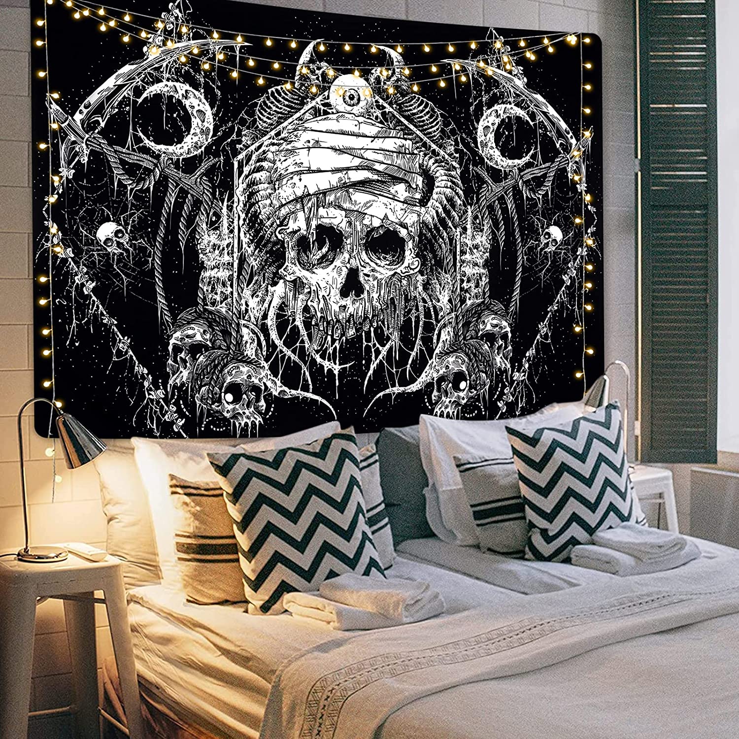 Totenkopf Sternenhimmel Wandteppich - Weicher Mikrofaser Wandbehang Für Halloween Dekoration