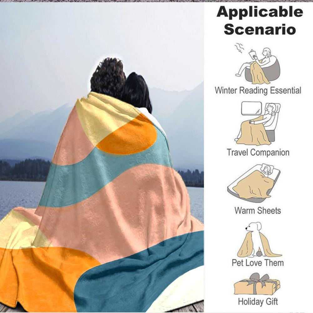 1Pc Abstract Colorful Shapes Blanket Soft And Comfortable Casual Warm Camping Travel Christmas Halloween Xmas Gift M92816