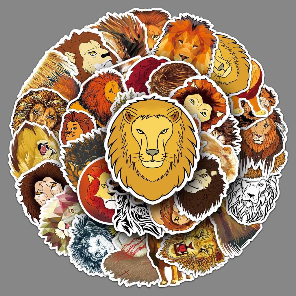 50 Lion Doodle Personalized Cartoon Animal Children's DIY Skateboard Mobile Phone Case Suitcase Stickers Waterproof