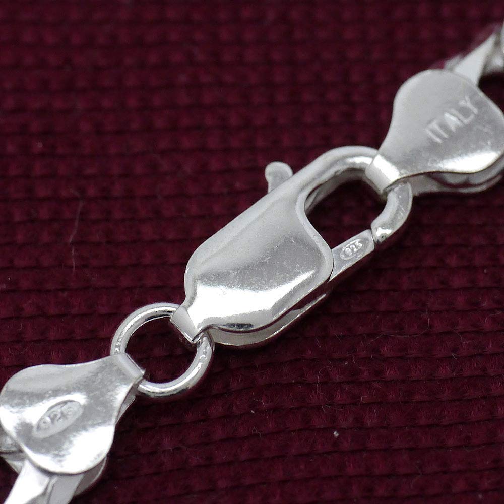 Silver One 925 Sterling Silver Double Curb Chain Necklace for Size C2 Double Curb 8mm 55cm Italian-Made Men, [White Silver, 6-Sided Chain, Wide, 2.5mm