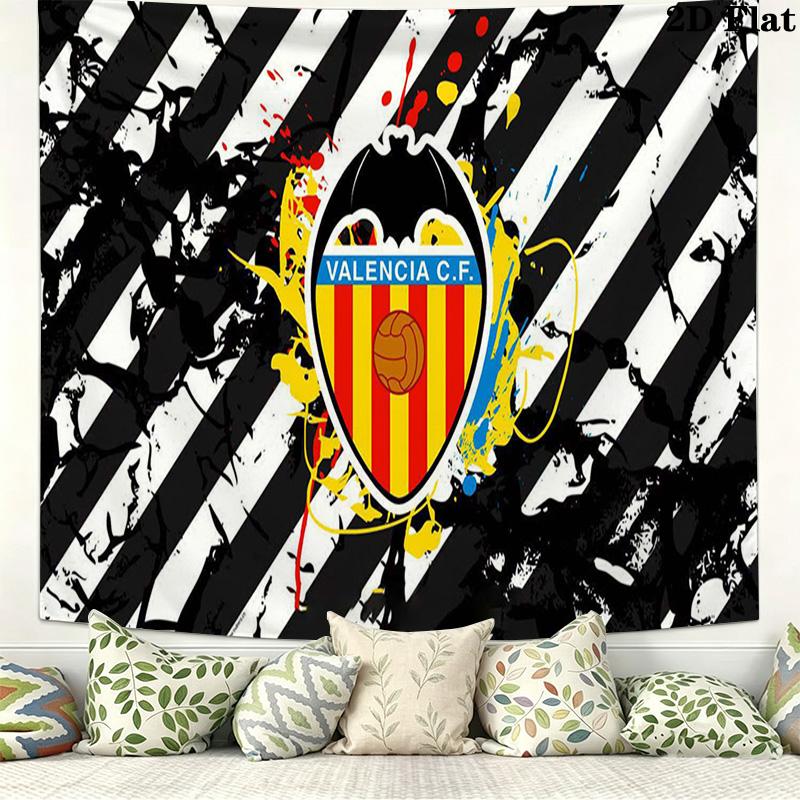 Valencia CF Logo Wall Tapestry Aesthetic Wall Hanging Printed Fabric Blanket Decorative Tapestries for Bedroom Living Room Home Decor