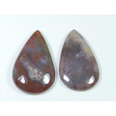 42-43MM Natural Green Moss Agate 2Pcs Pear Cabochon Loose Gemstone 95Cts. SK-4069