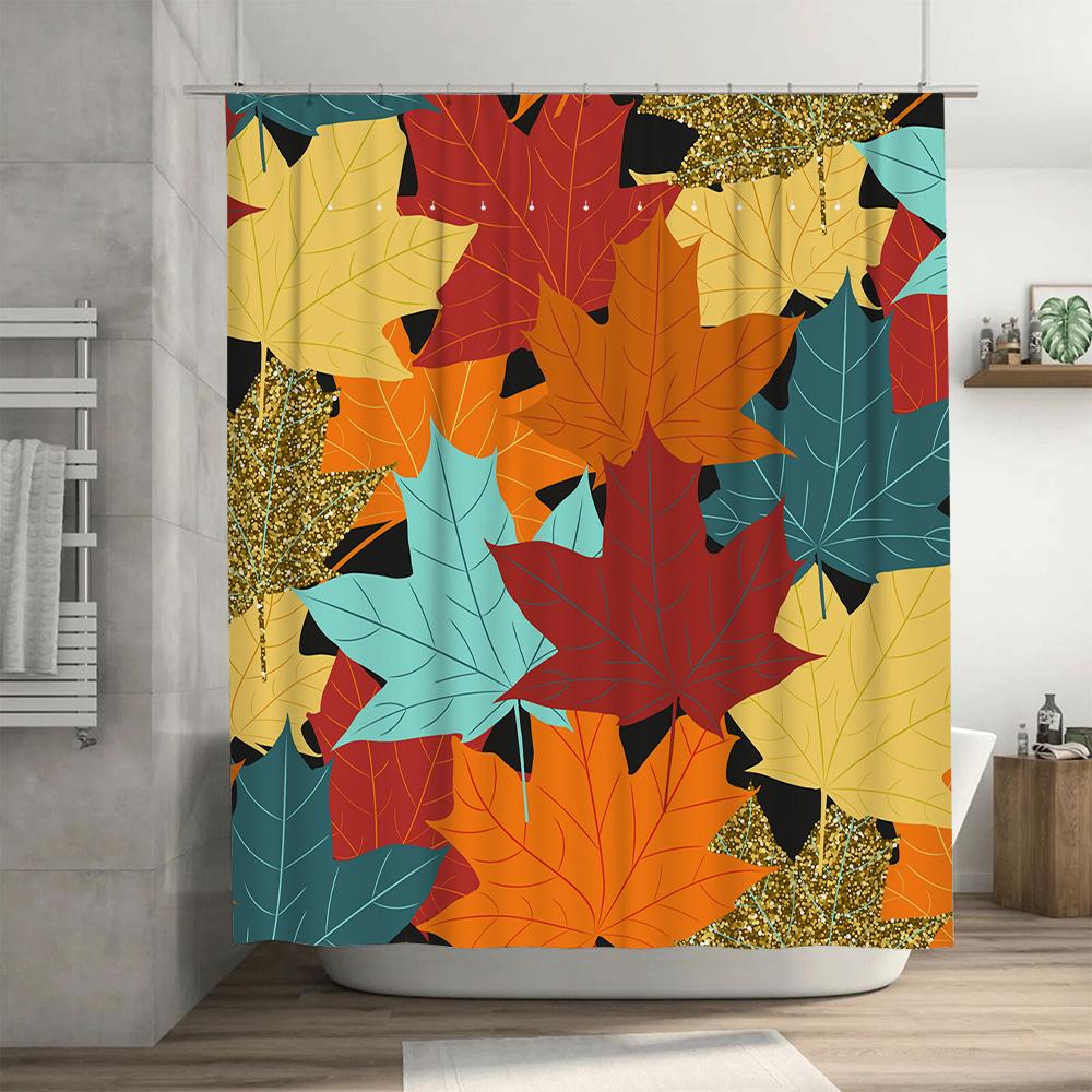 Vibrant Maple Leaf Shower Curtain Autumn Decorative Bathroom Tarp Fabric Waterproof Bath Mats for Home Decoration Various Colors