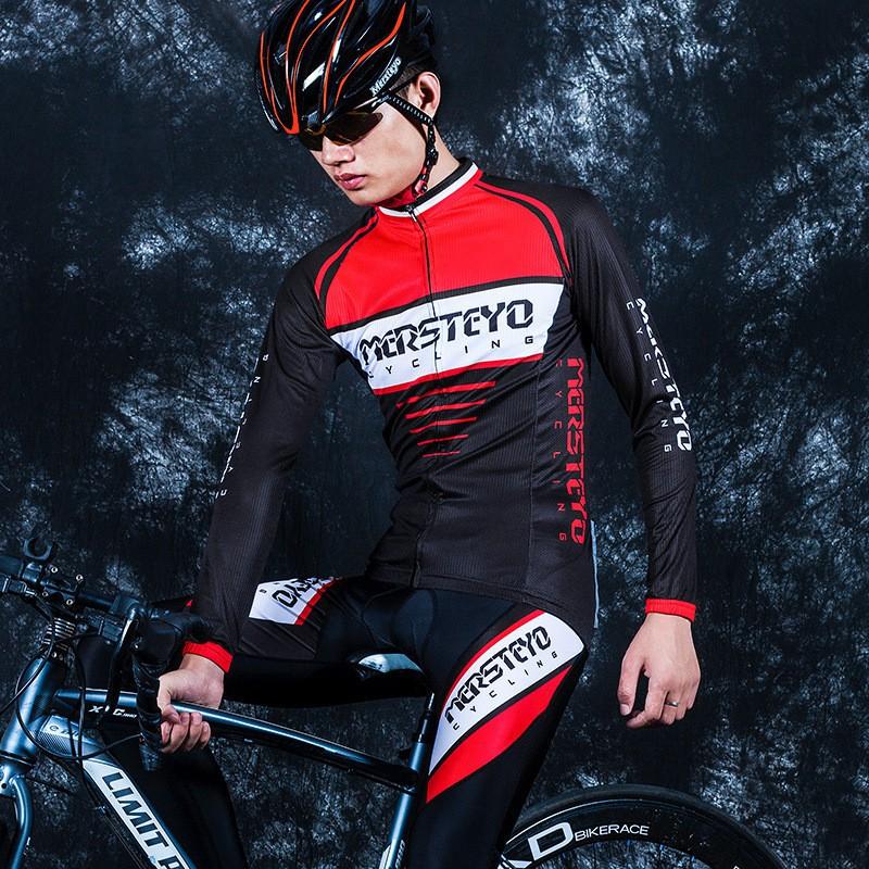 Mens Long Sleeve Cycling Jersey Shorts Set Quick Dry Breathable Mountain Road Bike Apparel