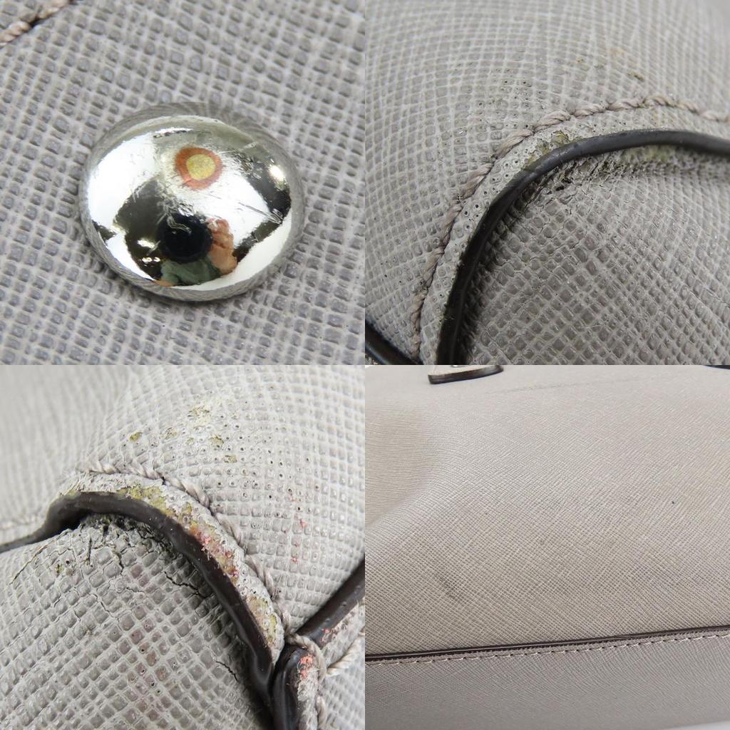Used Michael Kors Handbag Leather Gray With Charm