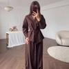 Cross-border Europe, America, Amazon 2025 autumn new suit V-neck lace-up long-sleeved jacket loose lantern trousers set