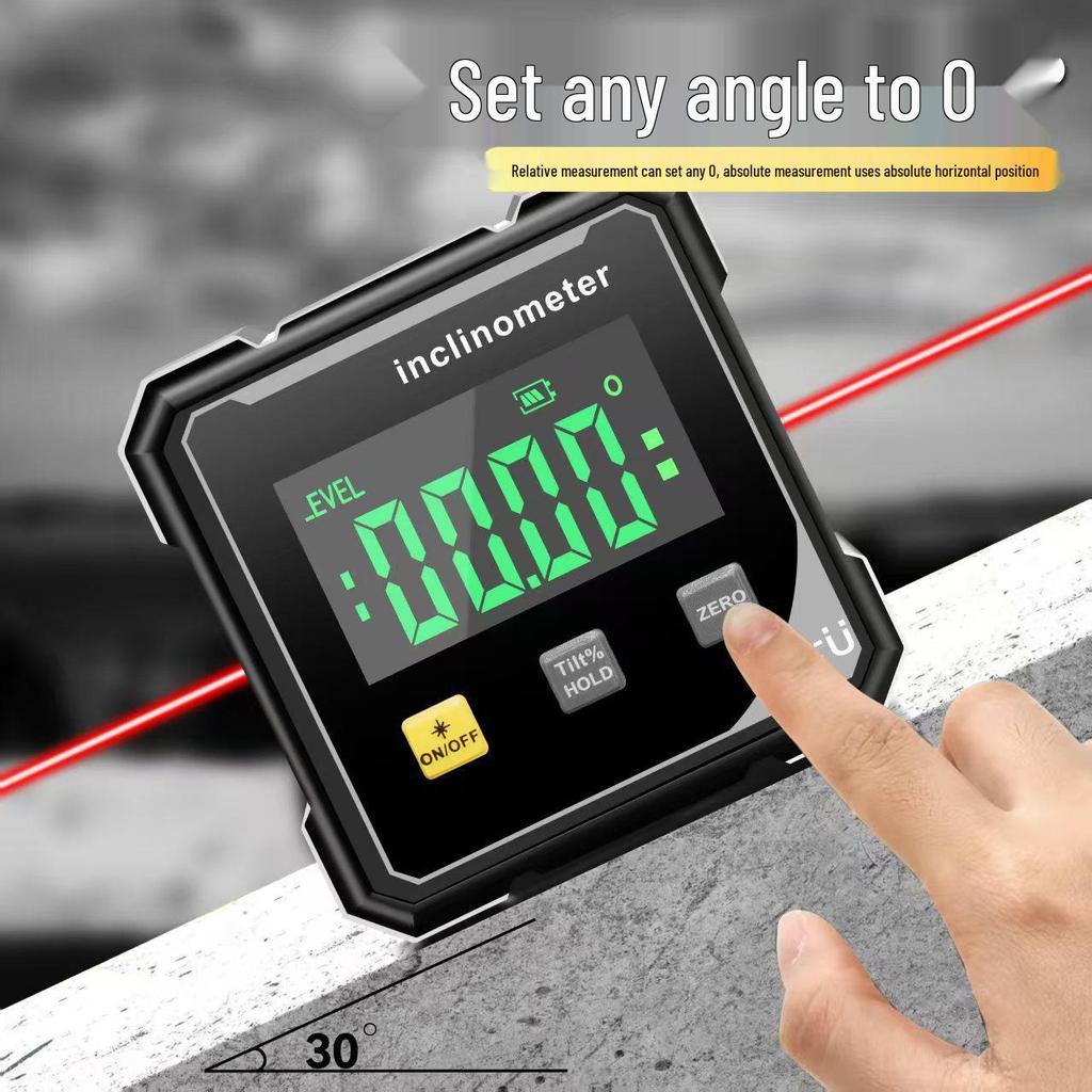 Smart Large-Screen Digital Inclinometer with Dual-Sided Laser Angle Measurement