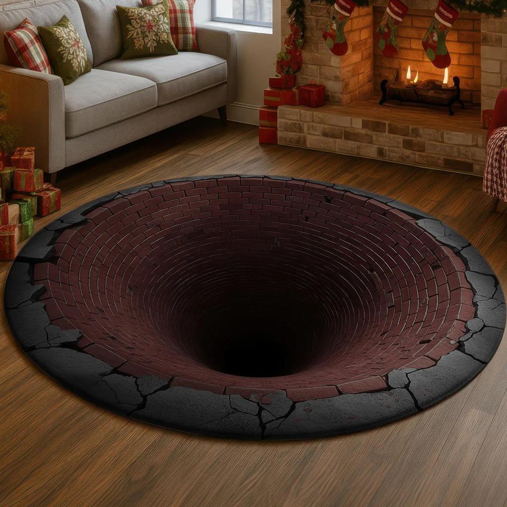 Optical Illusion 3D Crack Vortex Deep Hole Carpet Decor Floor Mat Bedroom Leisure Area Carpets Sofa Soft Bedside Non-slip Rugs