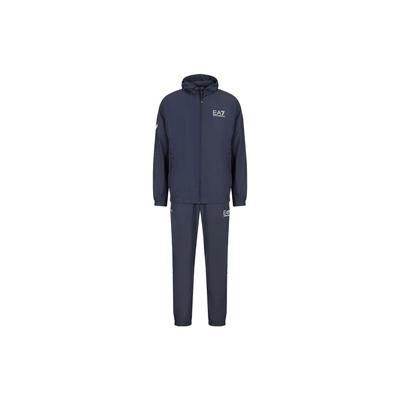 EA7 SS23 Solid Logo Print Long Sleeve Hooded Casual Sports Suit Men Suit Navy-Blue 8NPV08PN4HZ1554