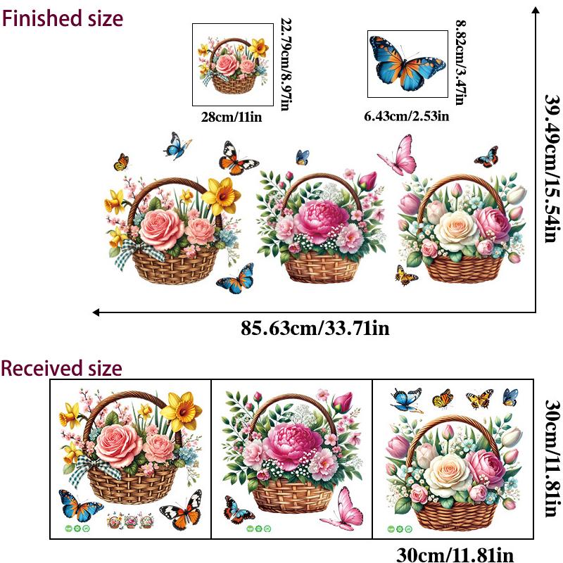 3D Wooden Barrel Wall Sticker Flower Decoration Butterfly Lavender Rose Tile Sticker Kitchen Restaurant Background Home Decor Peel and Stick