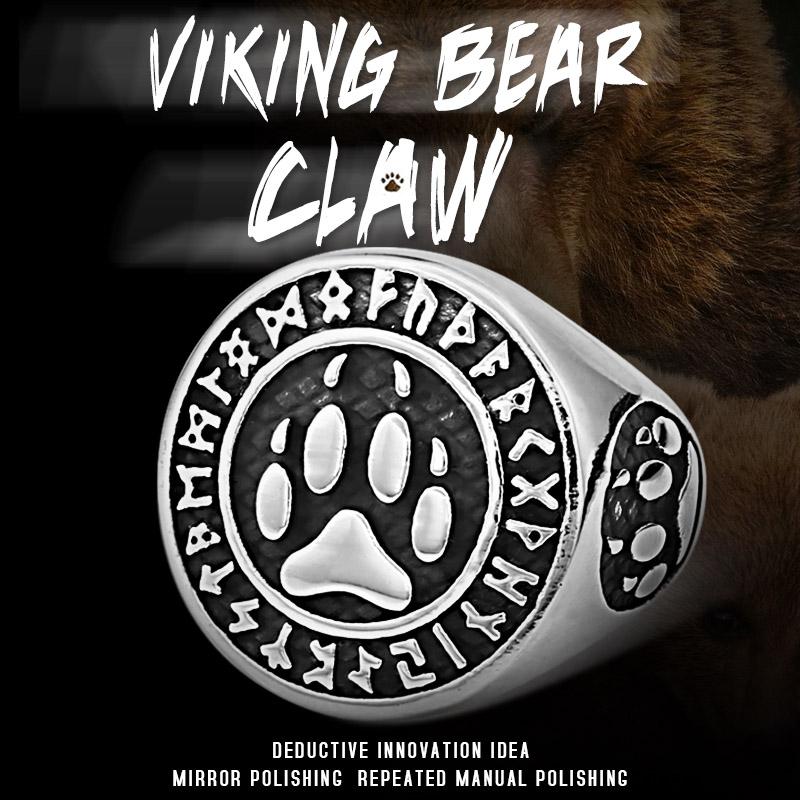 BEIER 2023 Updated Design Stainless Steel Viking Bear Paw Ring Slavic Warding Veles For Men Creativity Gift Wholesale 7
