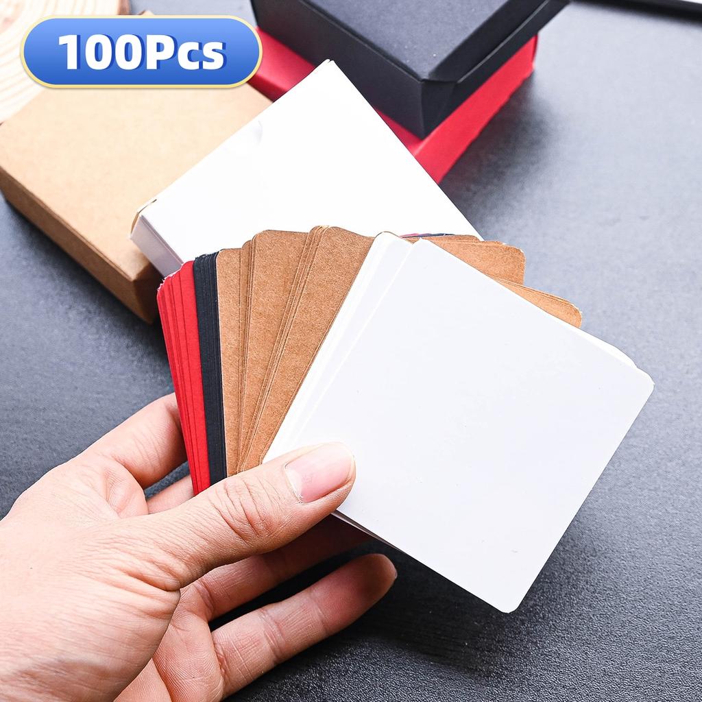 100pcs Retro Double Sided Blank Kraft Paper Card Word Card Note Message Card DIY Postcard Gift Greeting Invitation Card