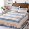 3PCS Fashion Floral Bedspread Brushed Sanding Bed Skirt King Queen Size Soft Comfortable Double Layer Bed Cover