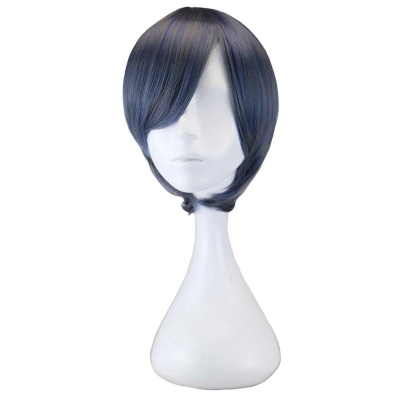 Parrucca Cosplay Ciel Phantomhive Black Butler Cosplay Uomo Corta Grigio Blu Parrucca Cosplay Anime Cosplay Parrucca Sintetica Resistente al Calore