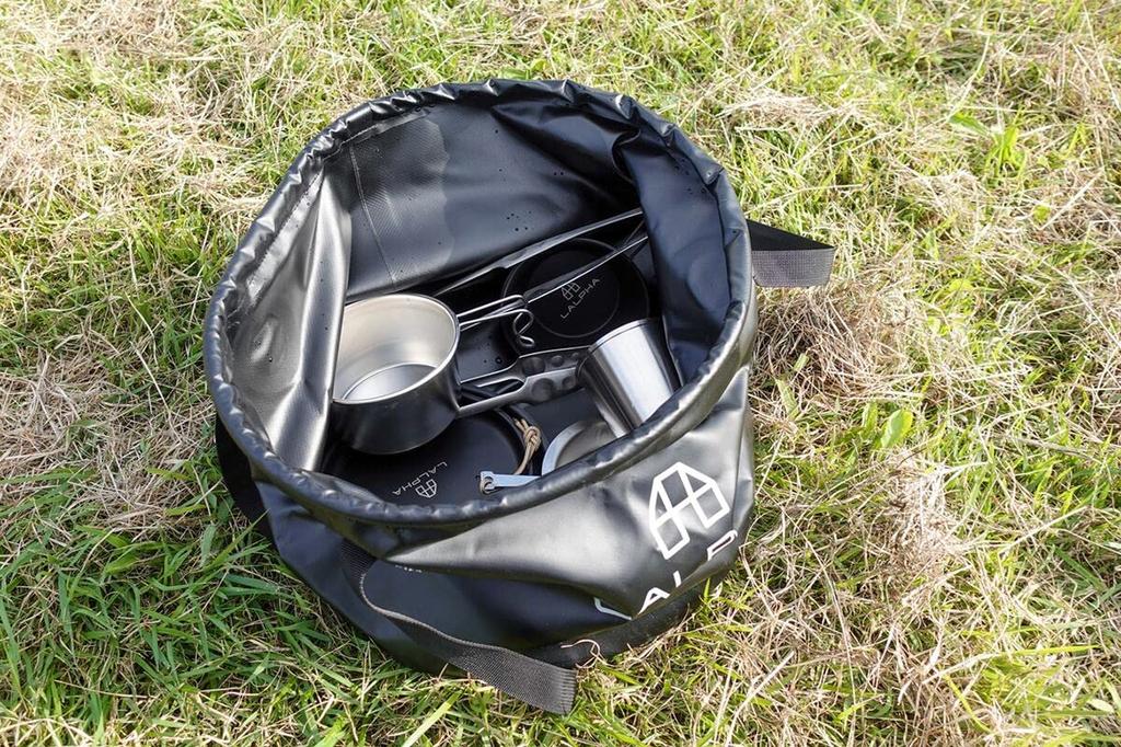 LALPHA UG-150BK 20L Foldable, Compact, Waterproof, Freestanding Bucket for Camping, Outdoor Activities, Gardening, Picnics, and Fishing