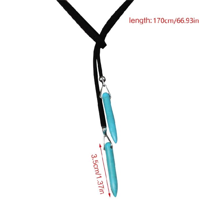 Turquoise Charm Necklace Bohemian Jewelry Natural Blue Stone Lariat Wrap