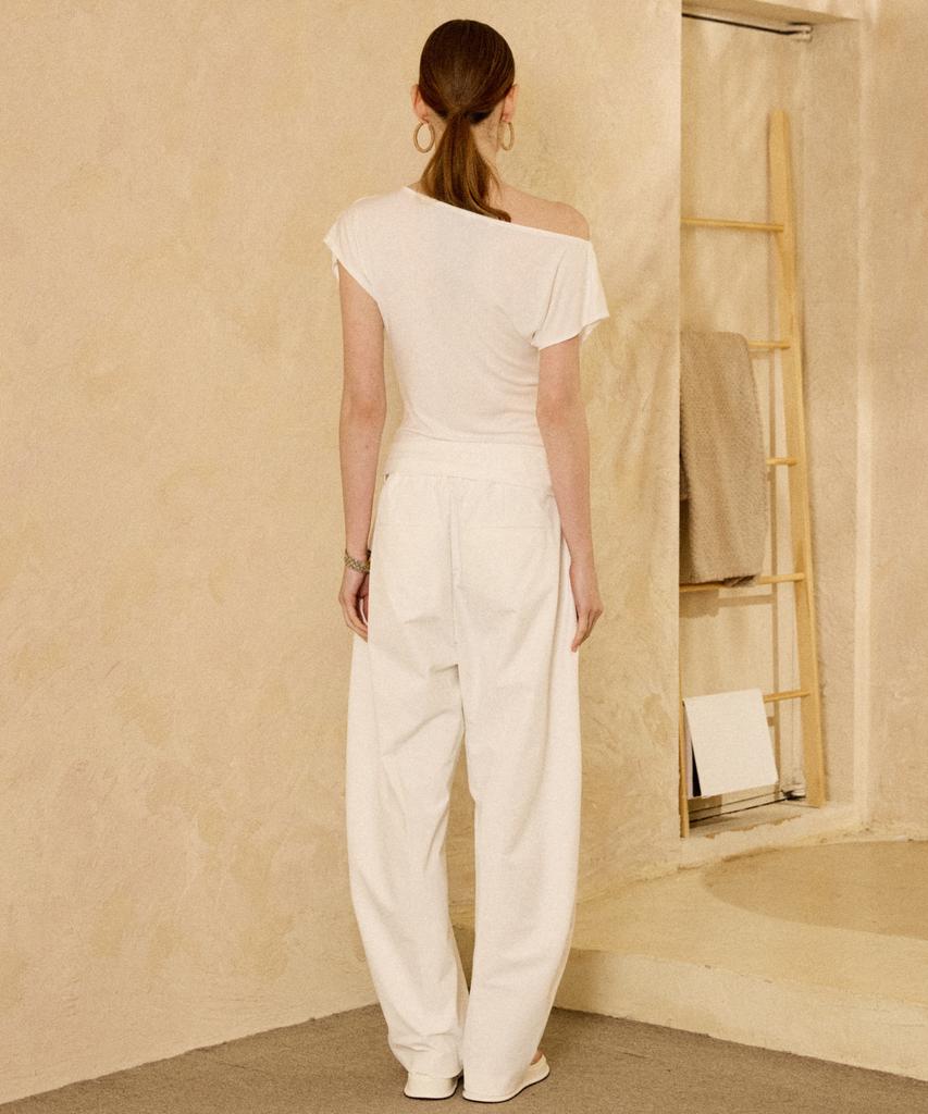 PADO SEOUL Tencel Bias Shirring Top White