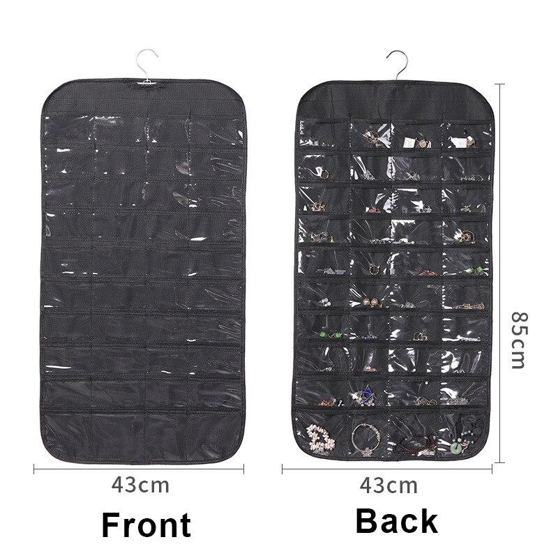 1pc 80 Pockets Hanging Women Jewelry Organizer, Earrings Necklace Bracelet Ring Accessories Display Holder