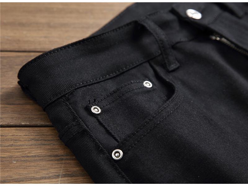 European and American Men's Elastic Straight-Leg Jeans with Print - Street Fashion Casual Pants