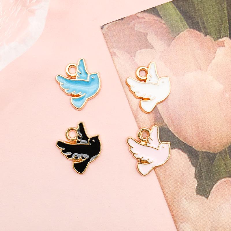 Korean Alloy Drip Oil Pigeon Pendant for DIY Jewelry & Hair Accessories