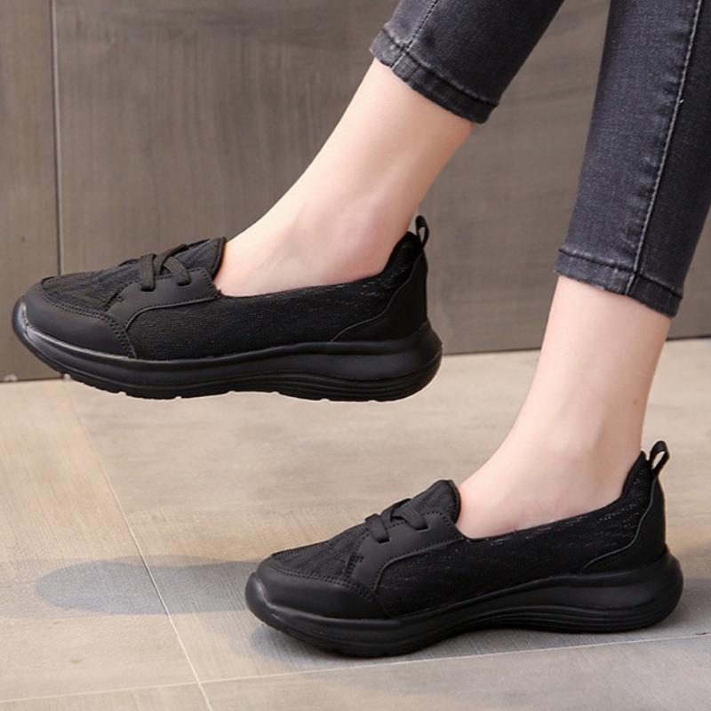 Women Light Flats Breathable Casual Walking Shoes Elegant Mother Shoes Slip-on Loafers