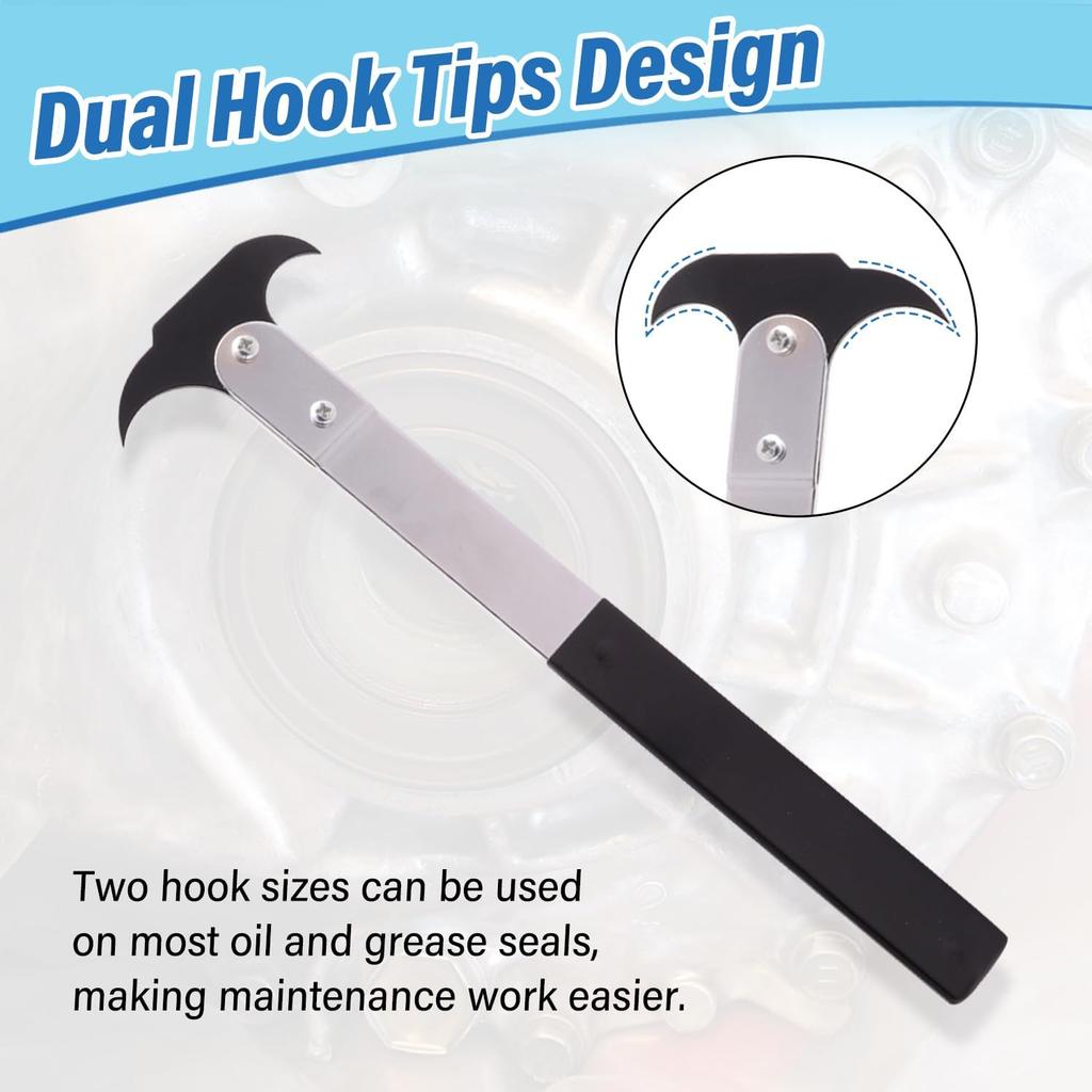 Seal Puller, Dual Hook Tip Designed Heavy-Duty Tool For Oil And Grease Seals Removal