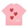 Unisex Crew Neck Short Sleeve Loose Fit Casual T-Shirt Colorful Heart Digital Print Basic Top