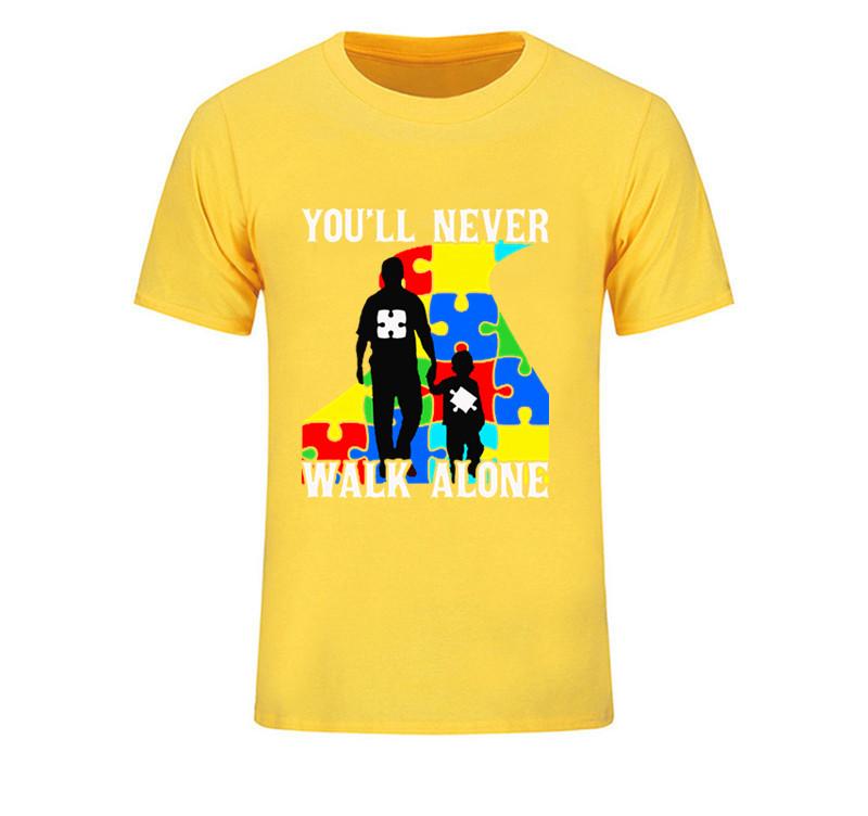 Never Walk Alone Father And Son T Shirt Discount Custom Work Tshirts Mens Short Sleeve Tees