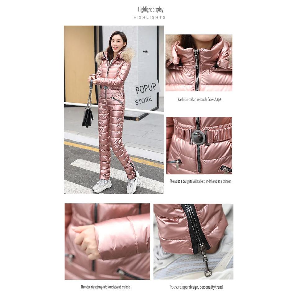 One-piece Ski Suit Women Thickening Snowboard Female Overalls Winter Windproof Waterproof Breathable Clothing Skiing Suit 2026