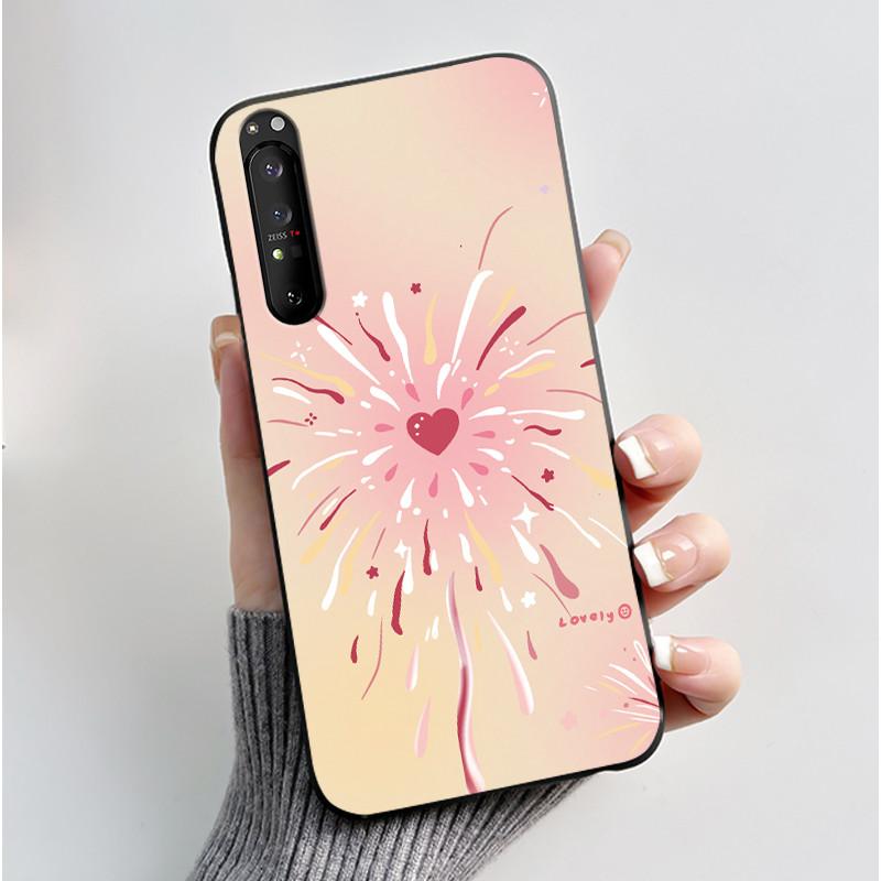 Für Sony Xperia 1 III 1 II Hülle Xperia 1III 1II Niedliche Katze Cartoon Weiches TPU Silikon Schwarze Abdeckung Ultradünne Stoßfeste Schale Fundas