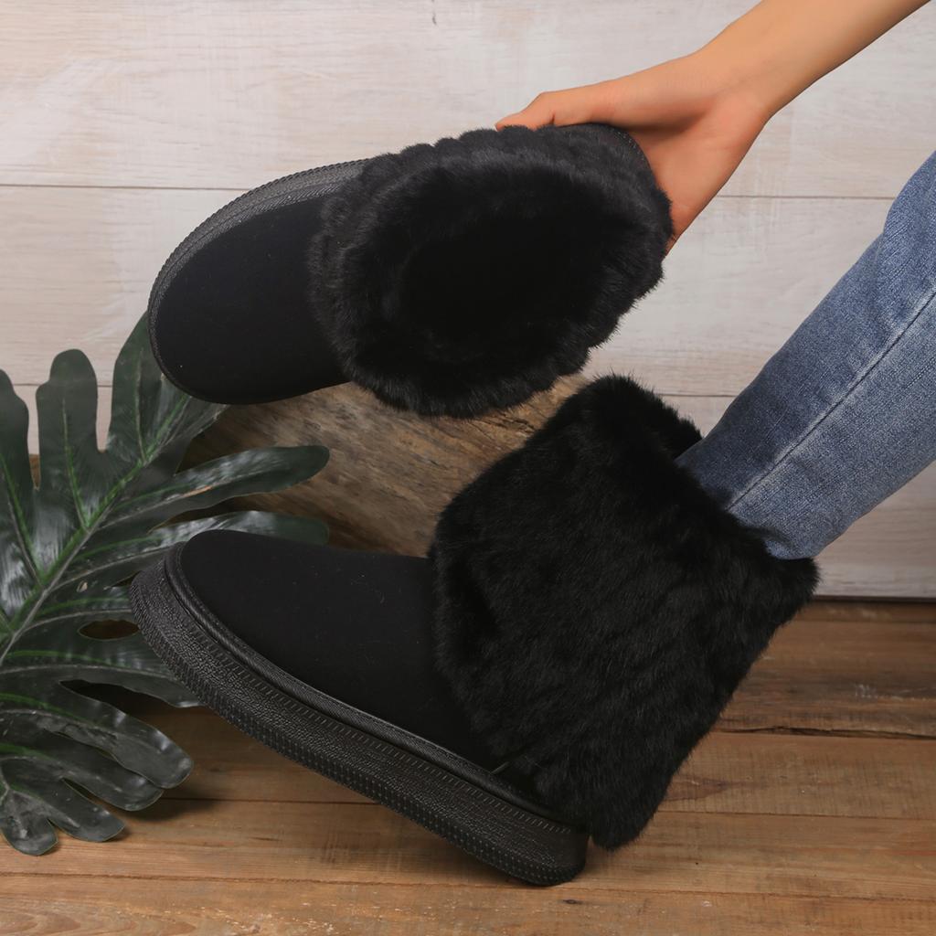 Fashion Women Snow Boots Round Toe Thickened Plush Ankle Boots Women Winter Thick Sole Casual Comfortable Anti-slip Shoes Women