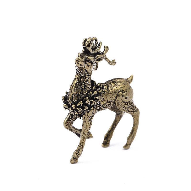 New desktop ornament retro copper car keychain pendant creative elk handicraft accessories