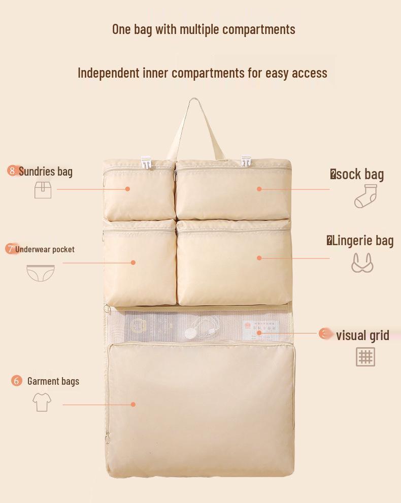 Seven-in-One Travel Storage Bag: Down Jacket & Underwear Organizer - Essential for Business Trips