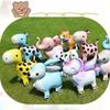 Cartoon Animals Stand Up Aluminum Film Balloons With Wheels Unicorn Tiger Giraffe Elephant Dinosaur Birthday Party Decoration