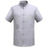 Men's Ethnic Tang Suit: Summer Stand-up Collar Short-Sleeve Hanfu Set for Middle-Aged & Elderly