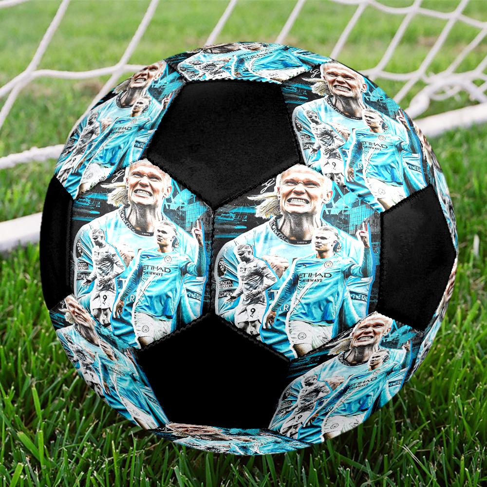 Erling Haaland Indoor Soccer Ball Colorful Machine Stitched PVC Size 5 Team Training Competition Ready Durable High-Bounce Cool Sports Gift
