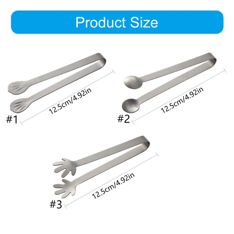 Ice Cubes Tongs Stainless Steel Cooking Tongs Kitchen Utensils For Snacks Sugar Sugar Dessert BBQ Buffet Serving Frying