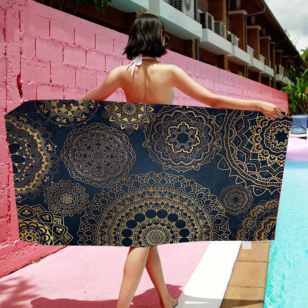 Colorful Mandala Pattern Bath Towel Microfiber Soft Water Absorbing Breathable For Girl Kids Decorative Cartoon Beach Towel